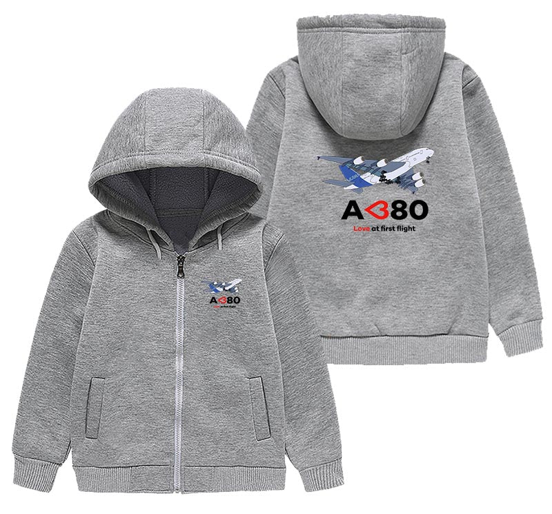 Airbus A380 Love at first flight Designed "CHILDREN" Zipped Hoodies