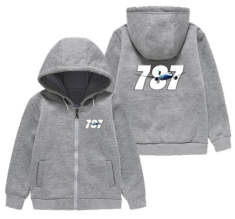 Super Boeing 787 Designed "CHILDREN" Zipped Hoodies