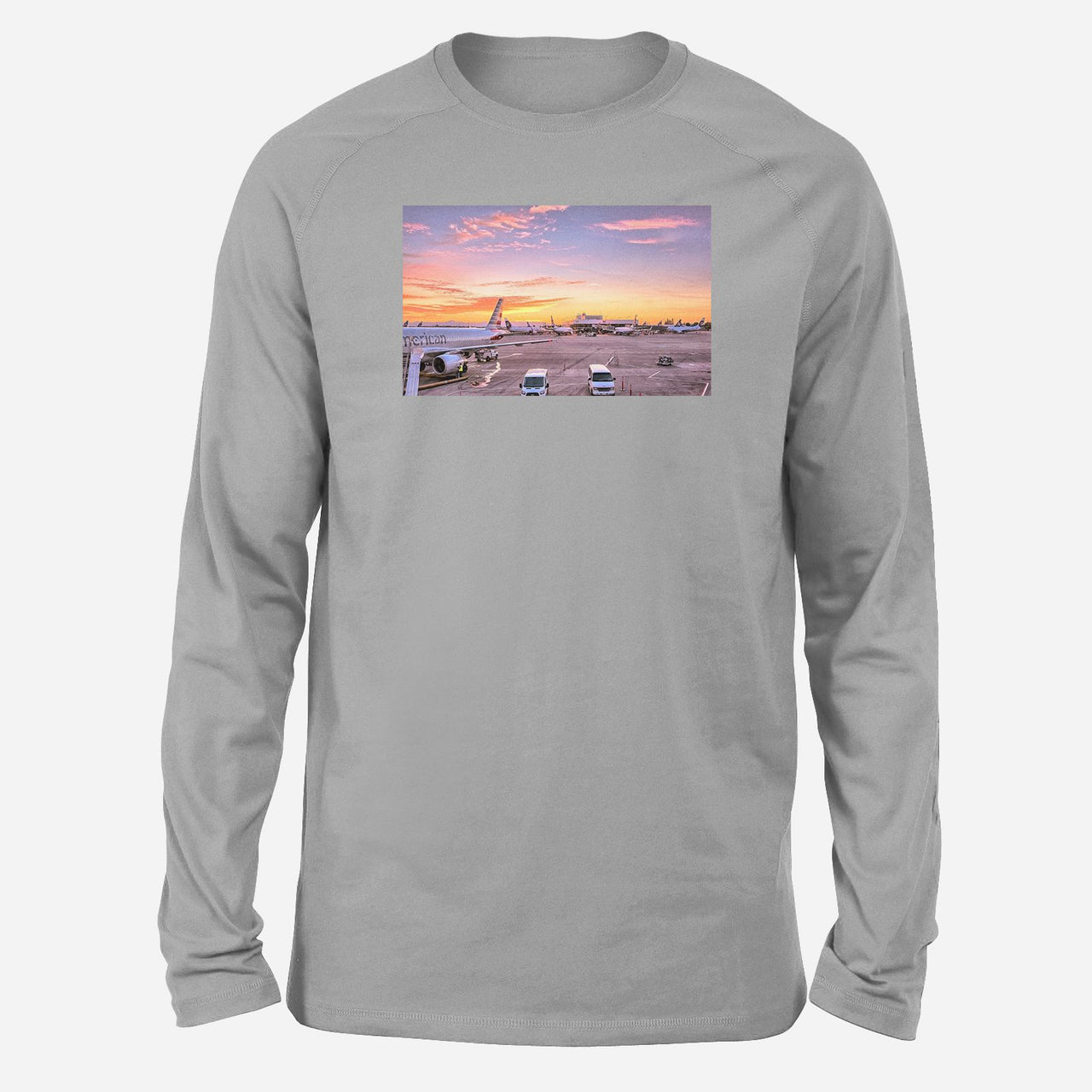 Airport Photo During Sunset Designed Long-Sleeve T-Shirts