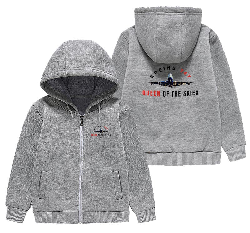 Boeing 747 Queen of the Skies Designed "CHILDREN" Zipped Hoodies