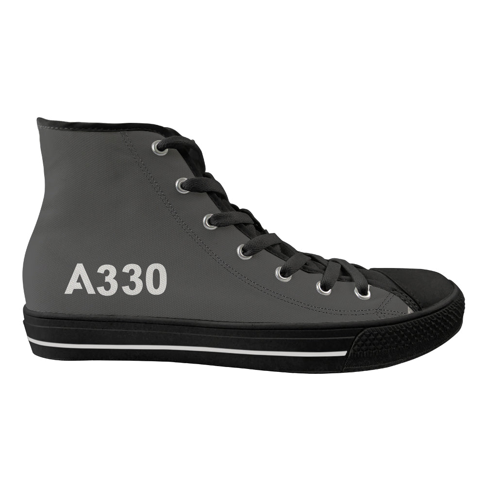 A330 Flat Text Designed Long Canvas Shoes (Women)