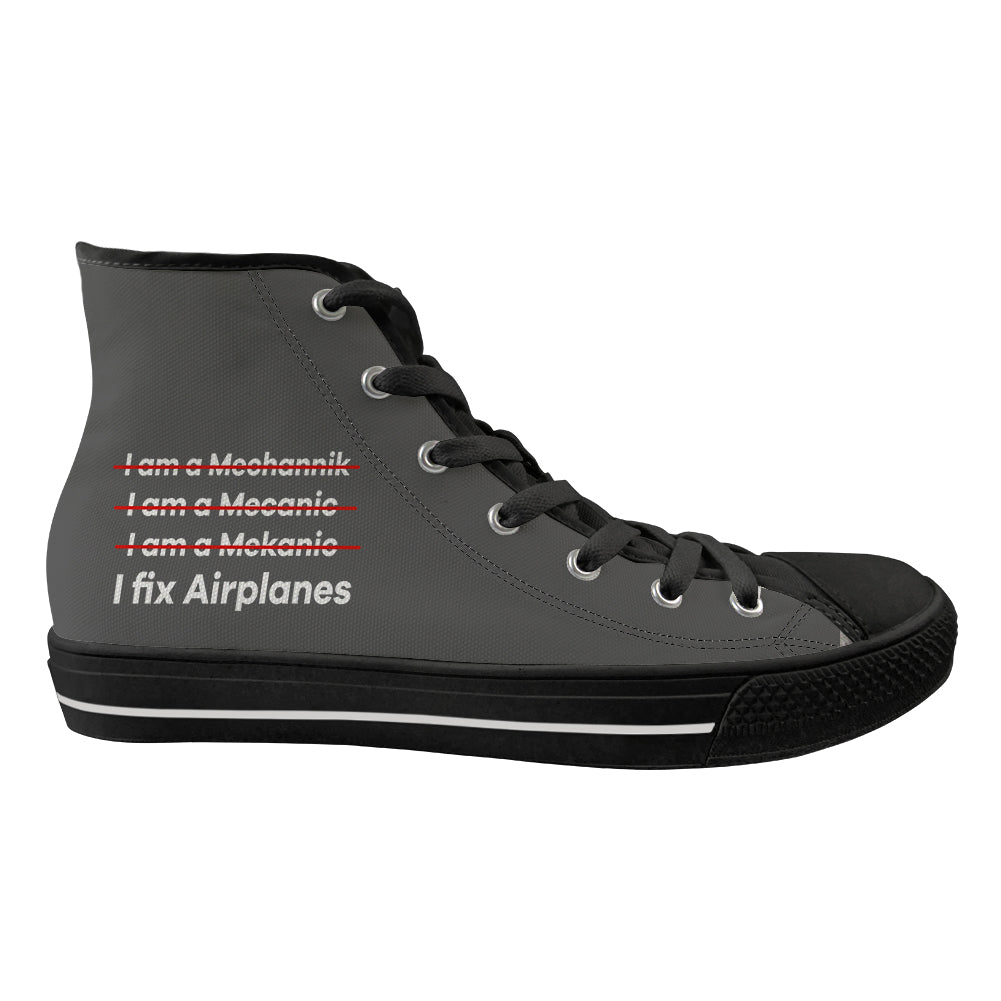 I Fix Airplanes Designed Long Canvas Shoes (Women)