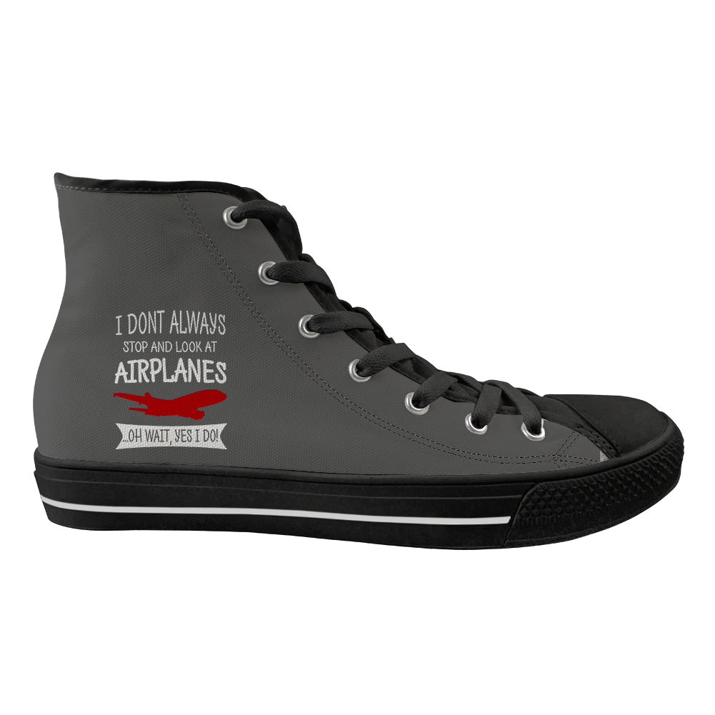 I Don't Always Stop and Look at Airplanes Designed Long Canvas Shoes (Men)