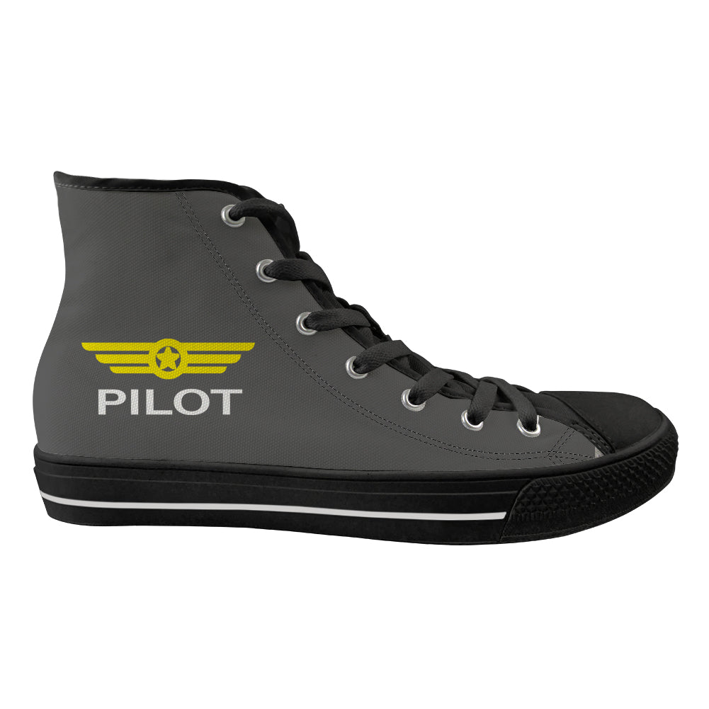 Pilot & Badge Designed Long Canvas Shoes (Men)