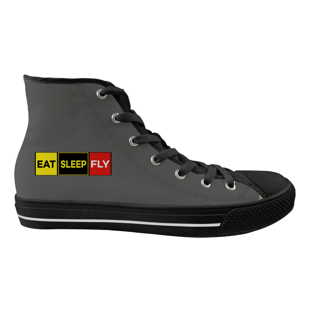 Eat Sleep Fly (Colourful) Designed Long Canvas Shoes (Men)