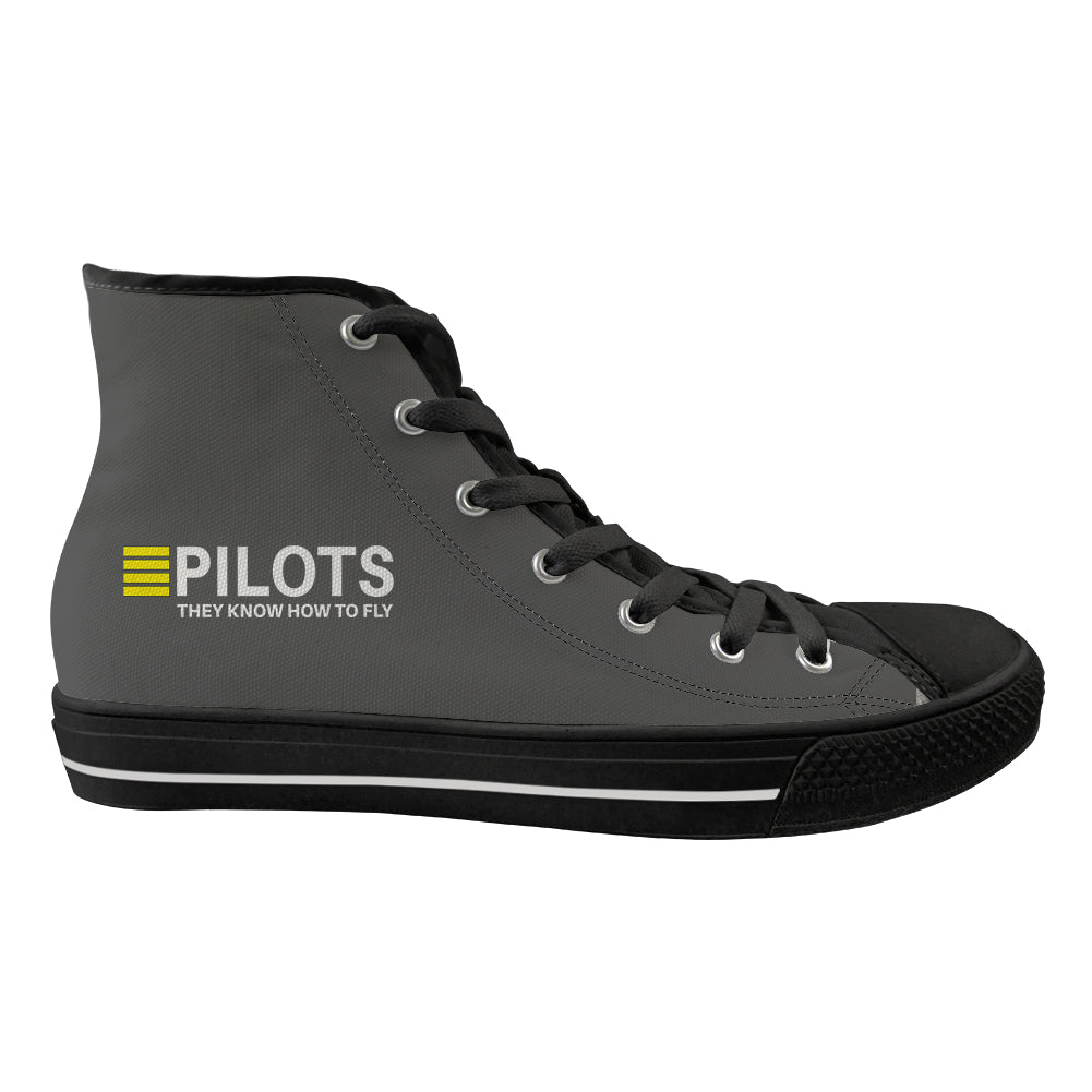 Pilots They Know How To Fly Designed Long Canvas Shoes (Men)