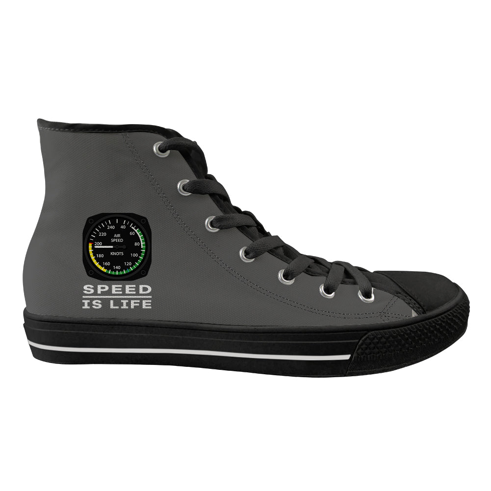 Speed Is Life Designed Long Canvas Shoes (Men)