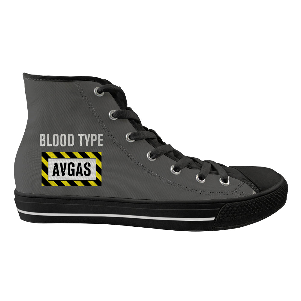 Blood Type AVGAS Designed Long Canvas Shoes (Men)