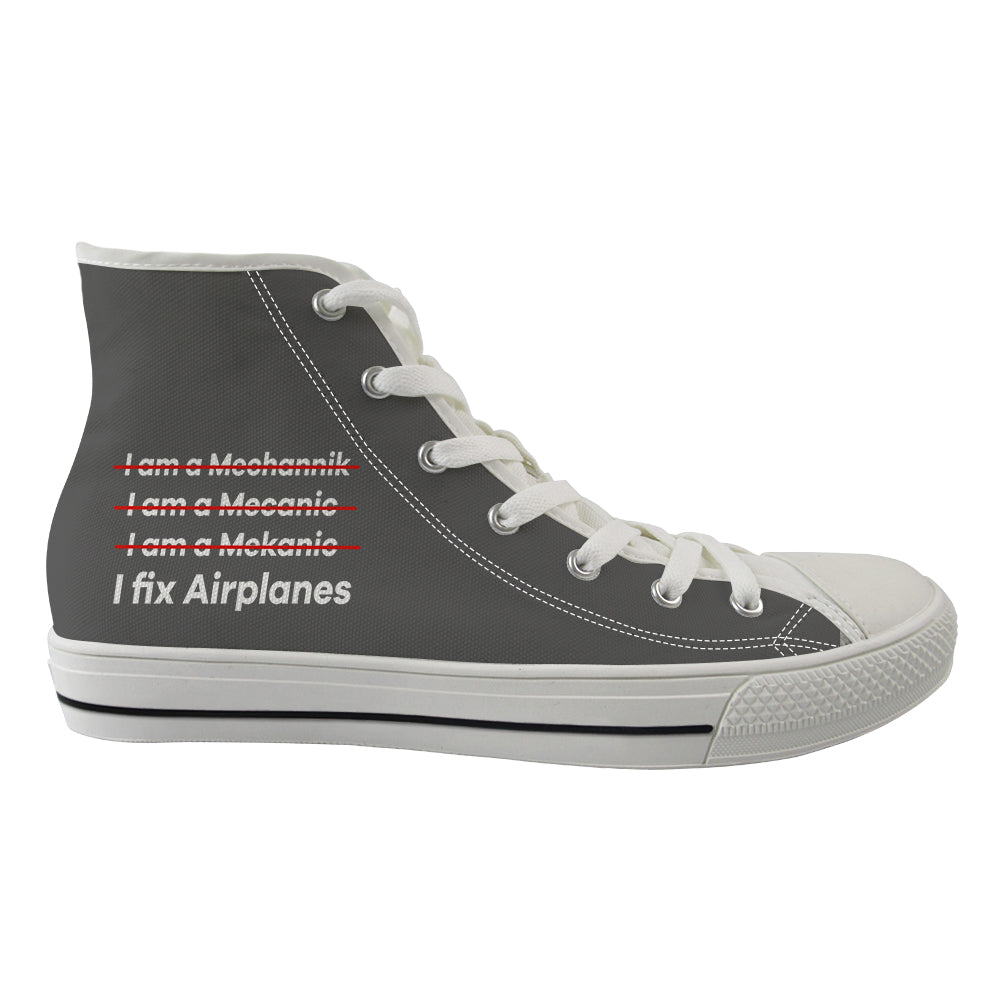 I Fix Airplanes Designed Long Canvas Shoes (Men)