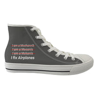 Thumbnail for I Fix Airplanes Designed Long Canvas Shoes (Men)