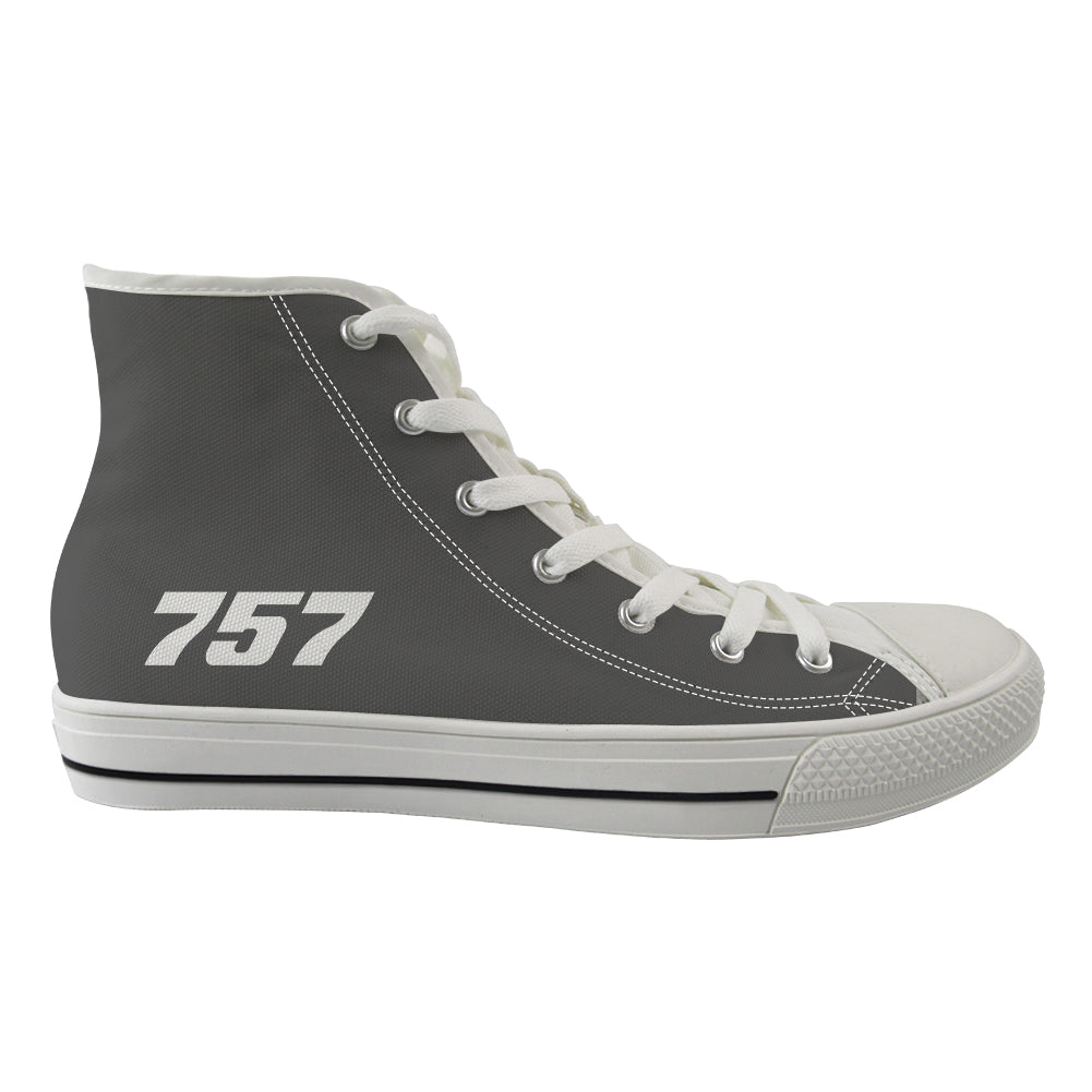 757 Flat Text Designed Long Canvas Shoes (Men)