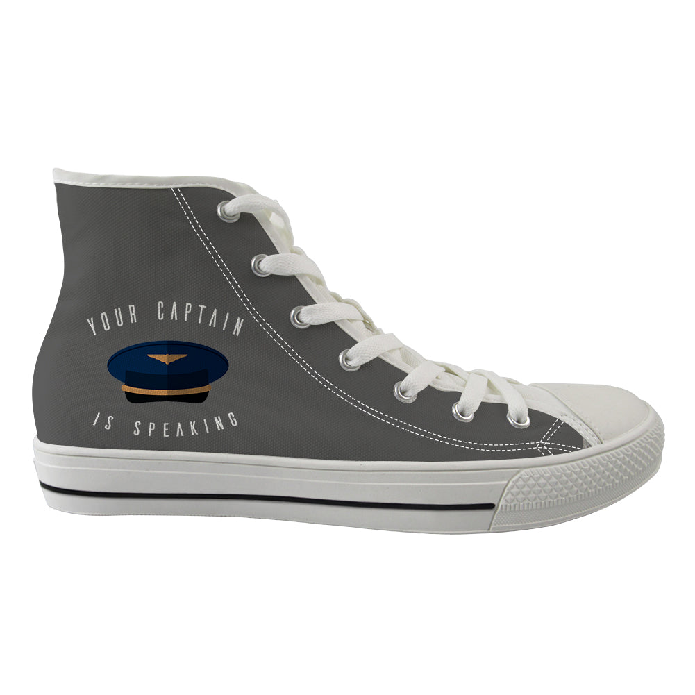 Your Captain Is Speaking Designed Long Canvas Shoes (Men)