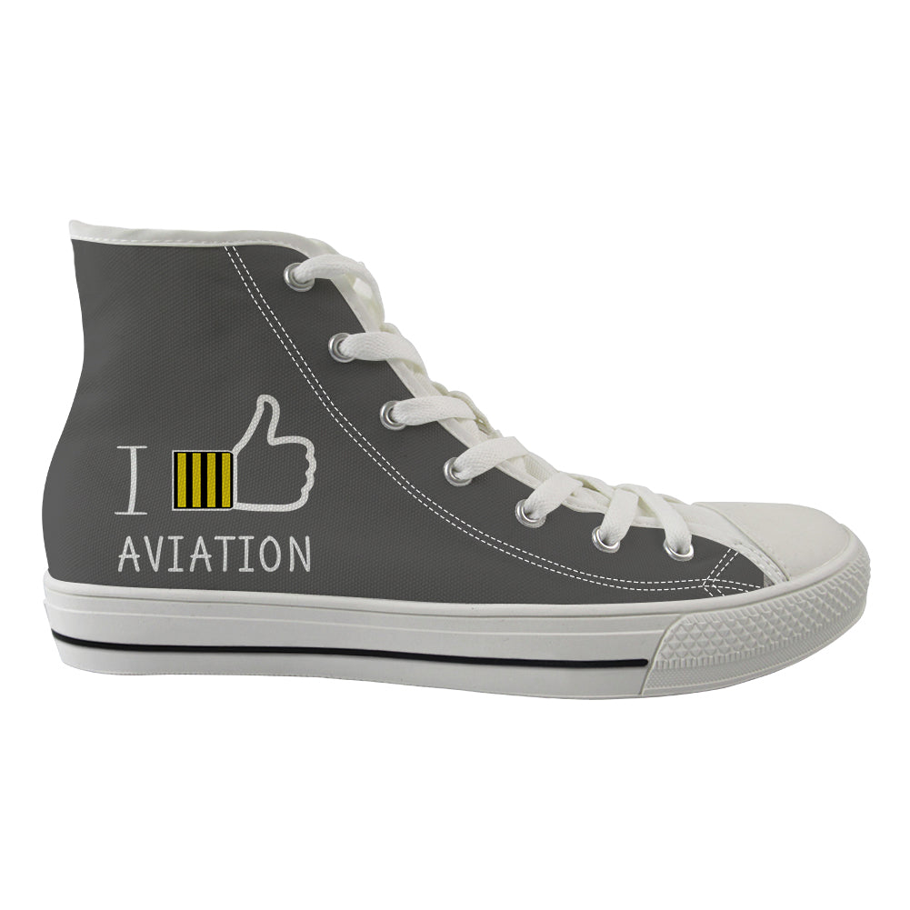 I Like Aviation Designed Long Canvas Shoes (Men)