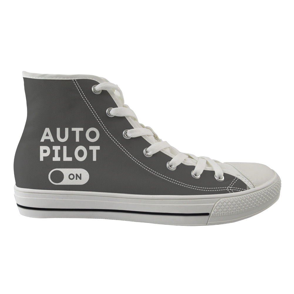 Auto Pilot ON Designed Long Canvas Shoes (Men)