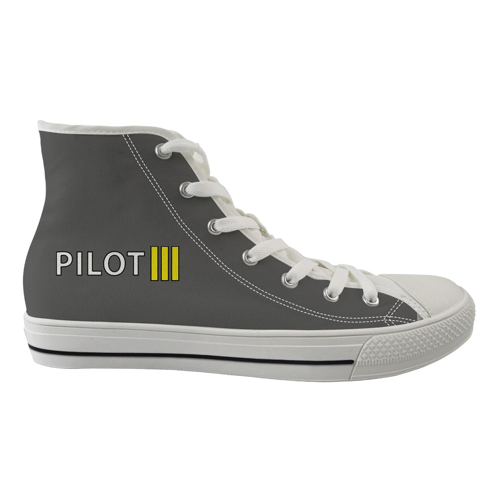 Pilot & Stripes (3 Lines) Designed Long Canvas Shoes (Men)