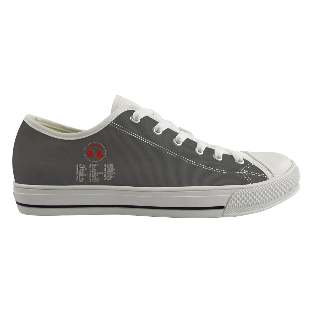 Aviation Alphabet 3 Designed Canvas Shoes (Men)