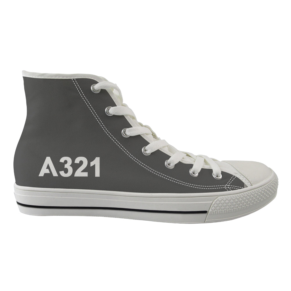 A321 Flat Text Designed Long Canvas Shoes (Women)