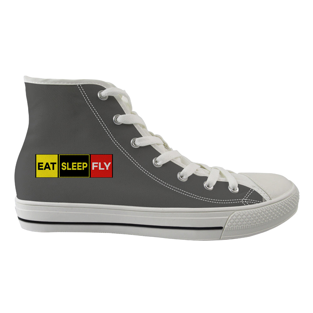 Eat Sleep Fly (Colourful) Designed Long Canvas Shoes (Men)