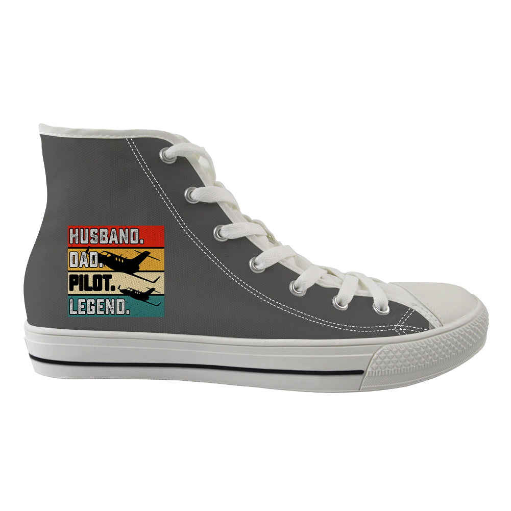 Husband & Dad & Pilot & Legend Designed Long Canvas Shoes (Men)