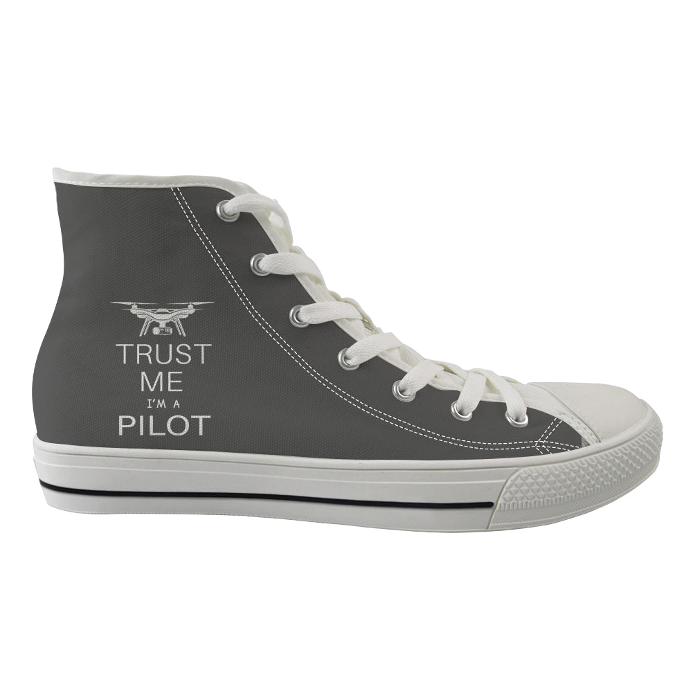 Trust Me I'm a Pilot (Drone) Designed Long Canvas Shoes (Men)