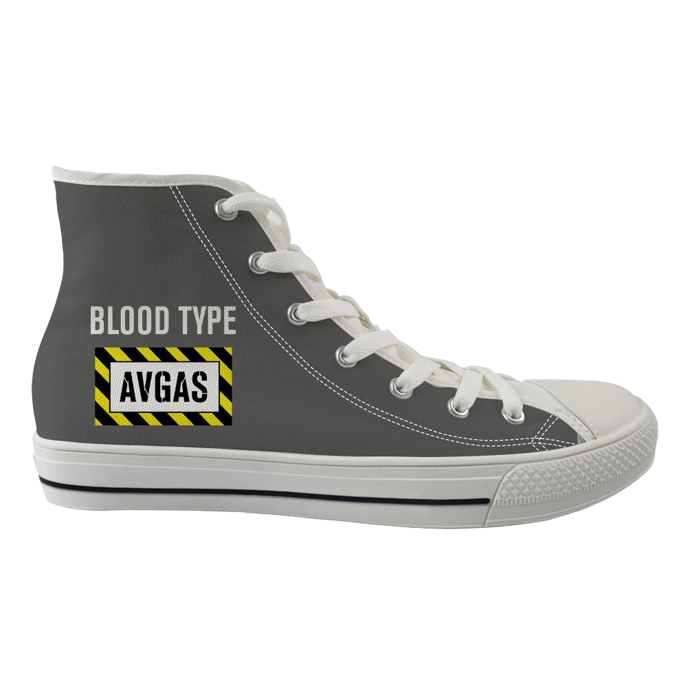 Blood Type AVGAS Designed Long Canvas Shoes (Men)