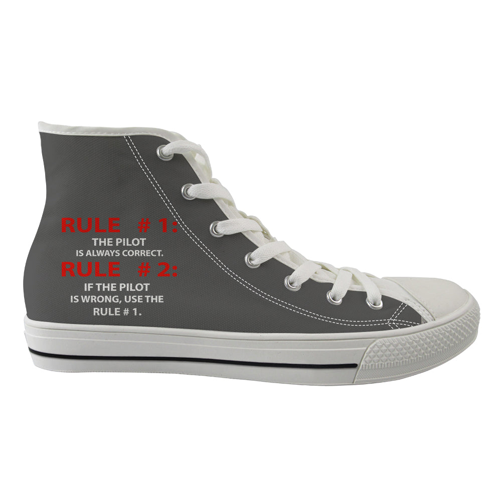 Rule 1 - Pilot is Always Correct Designed Long Canvas Shoes (Men)