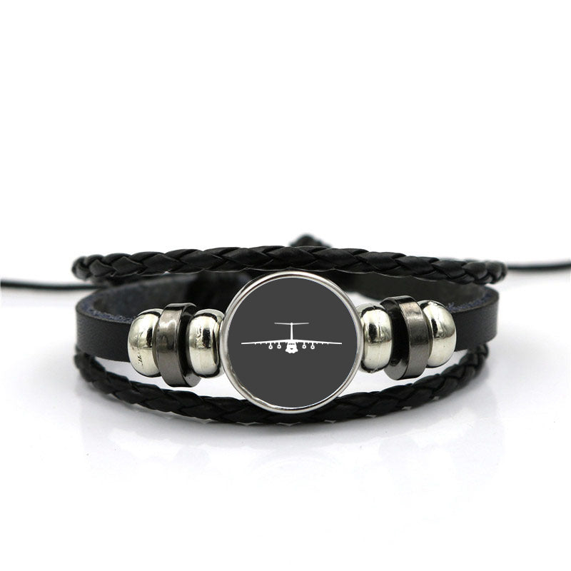 Ilyushin IL-76 Silhouette Designed Leather Bracelets