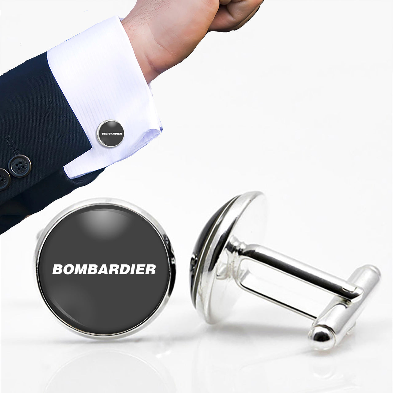 Bombardier & Text Designed Cuff Links