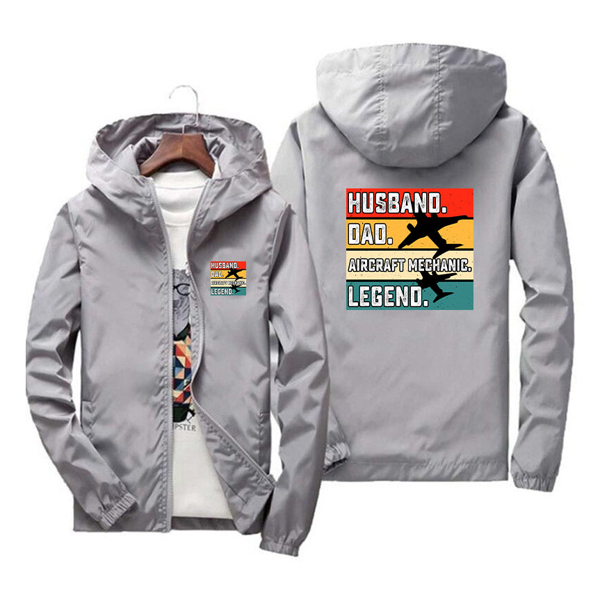 Husband & Dad & Aircraft Mechanic & Legend Designed Thin Windbreaker Jackets