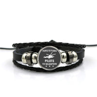 Thumbnail for People Fly Planes Pilots Fly Helicopters Designed Leather Bracelets