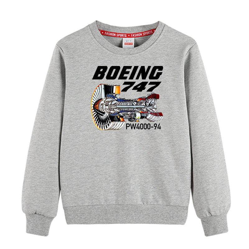 Boeing 747 & PW4000-94 Engine Designed "CHILDREN" Sweatshirts