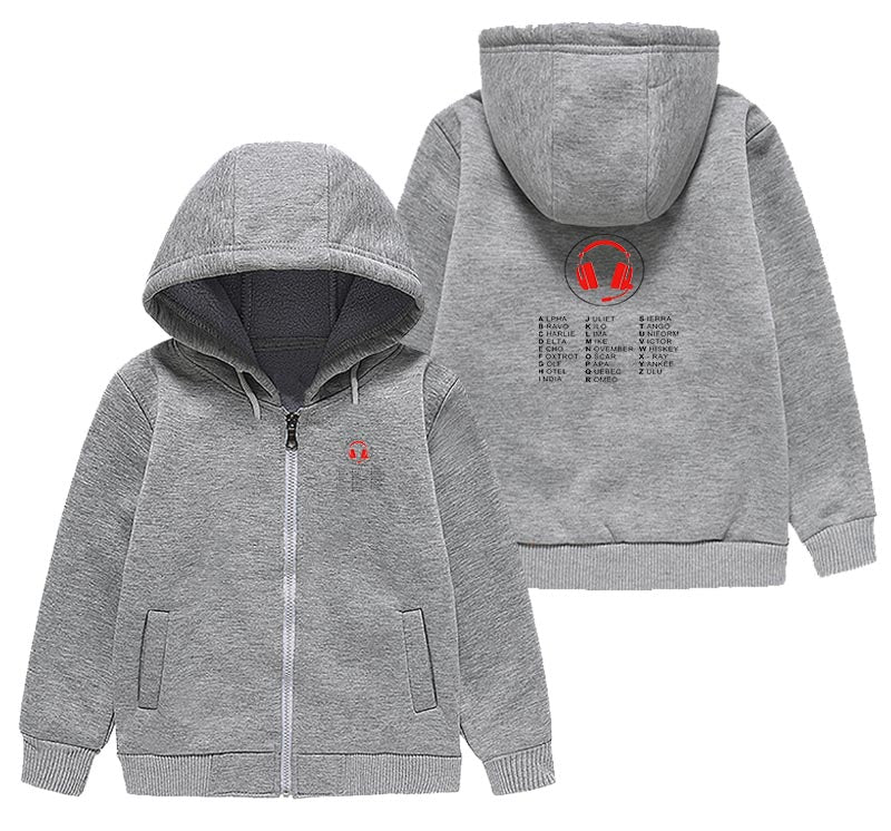 Aviation Alphabet 3 Designed "CHILDREN" Zipped Hoodies