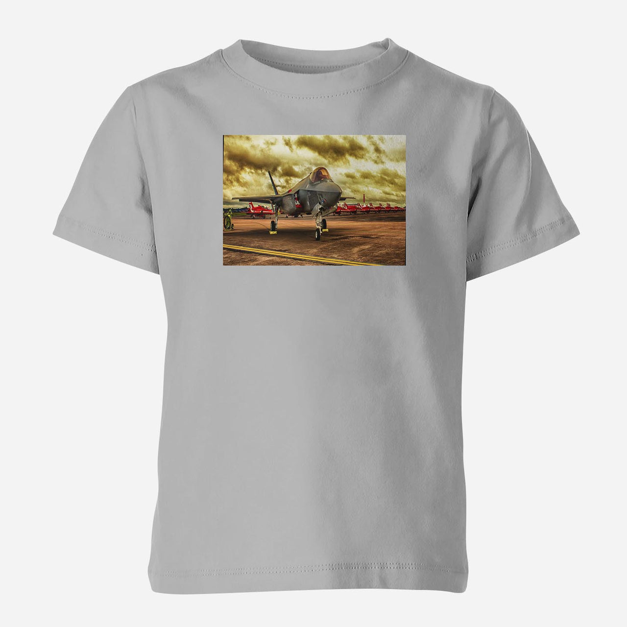 Fighting Falcon F35 at Airbase Designed Children T-Shirts