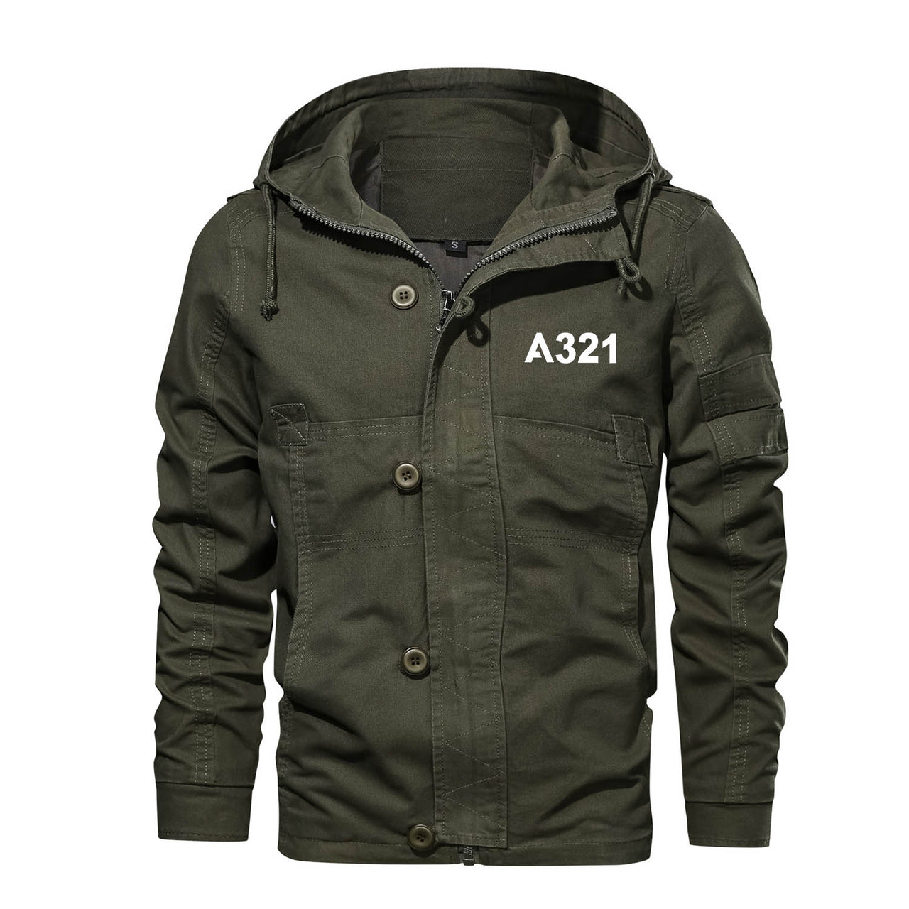 A321 Flat Text Designed Cotton Jackets