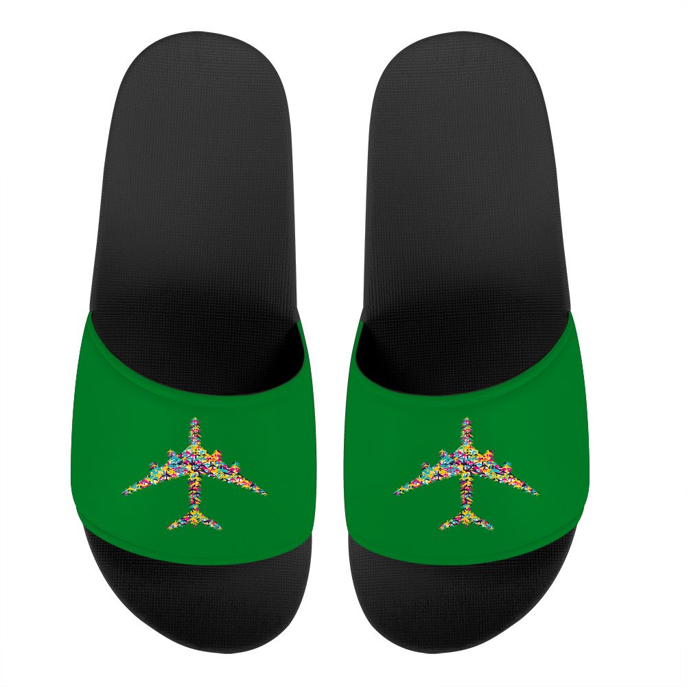 Colourful Airplane Designed Sport Slippers