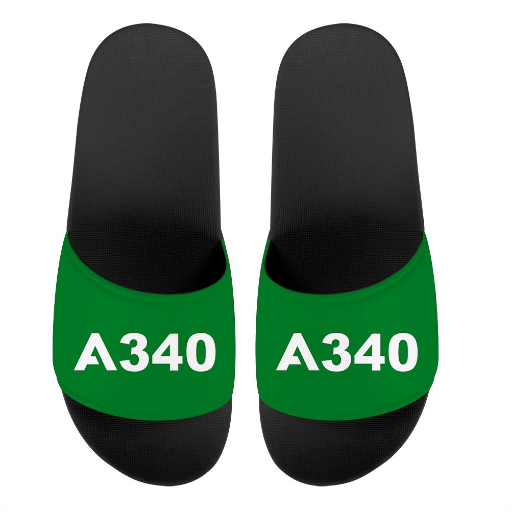 A340 Flat Text Designed Sport Slippers