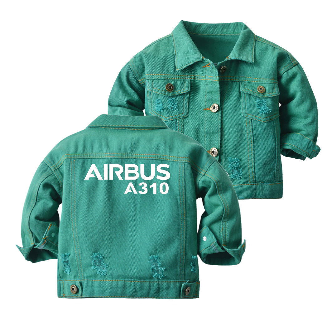 Airbus A310 & Text Designed Children Denim Jackets