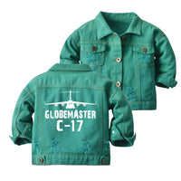 Thumbnail for GlobeMaster C-17 & Plane Designed Children Denim Jackets