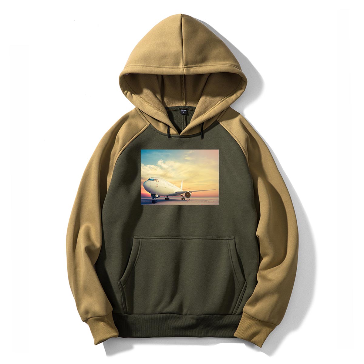 Old Airplane Parked During Sunset Designed Colourful Hoodies