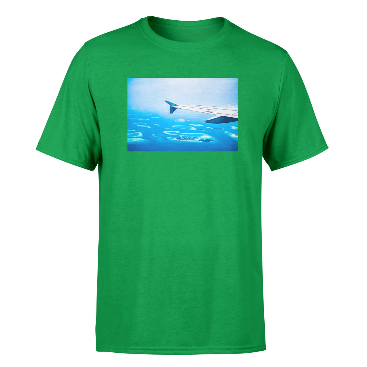 Outstanding View Through Airplane Wing Designed T-Shirts