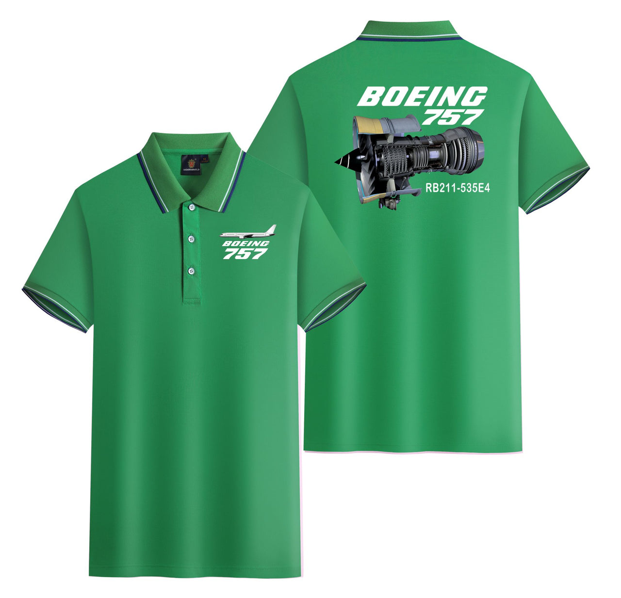 Boeing 757 & Rolls Royce Engine (RB211) Designed Stylish Polo T-Shirts (Double-Side)