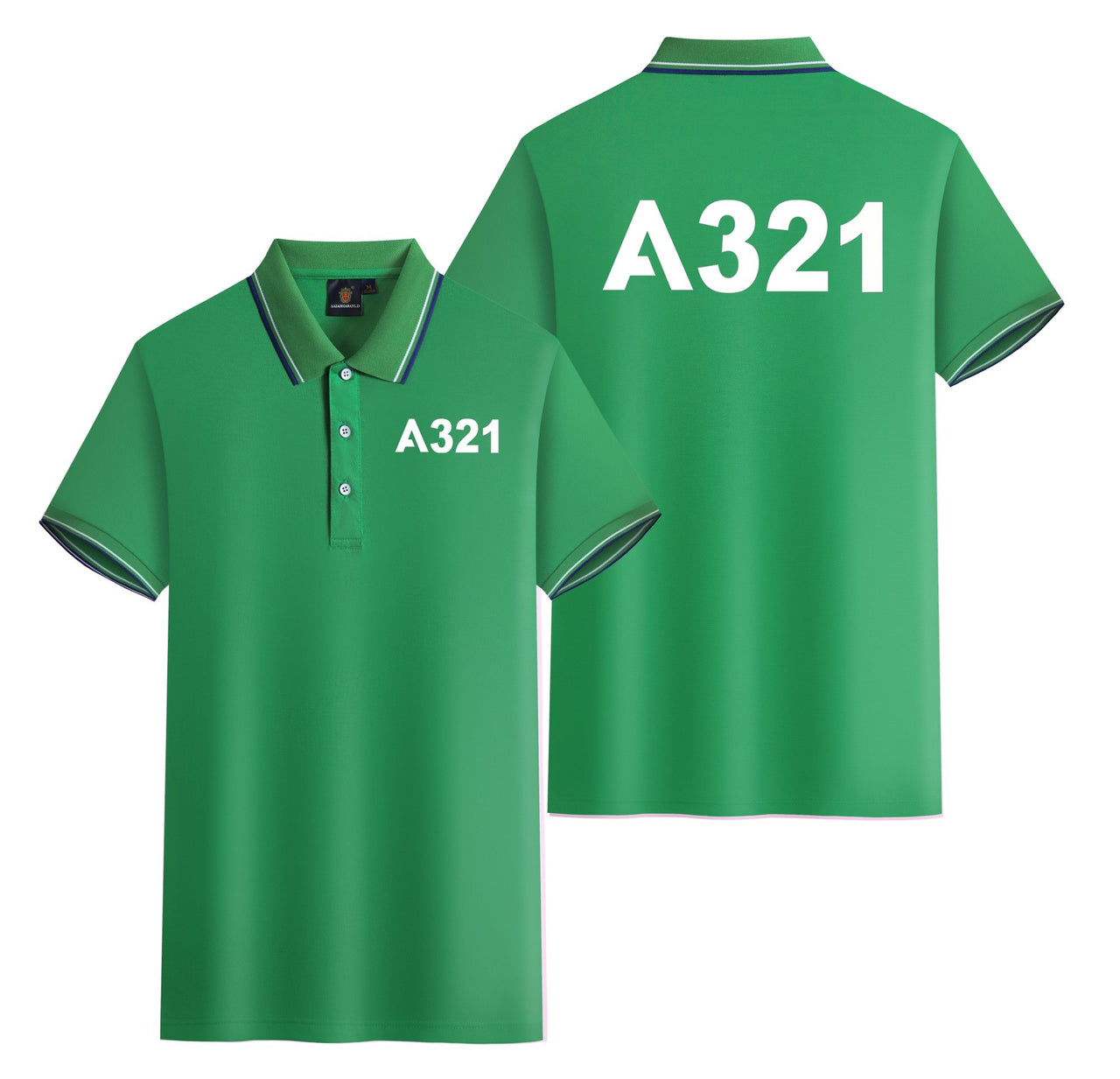 A321 Flat Text Designed Stylish Polo T-Shirts (Double-Side)