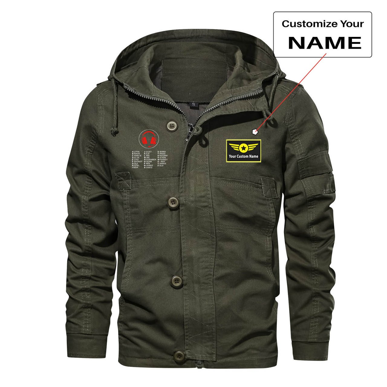 Aviation Alphabet 3 Designed Cotton Jackets