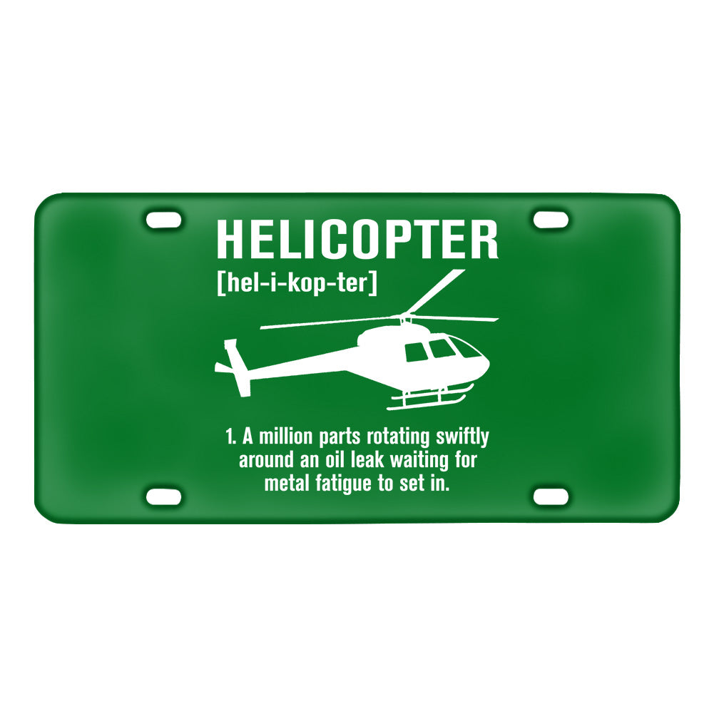 Helicopter [Noun] Designed Metal (License) Plates