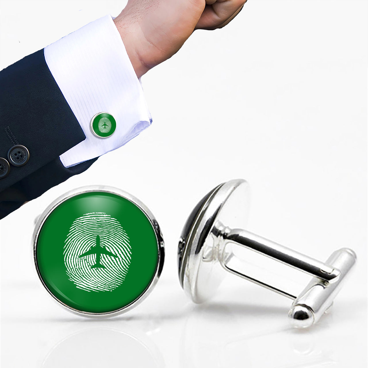 Aviation Finger Print Designed Cuff Links