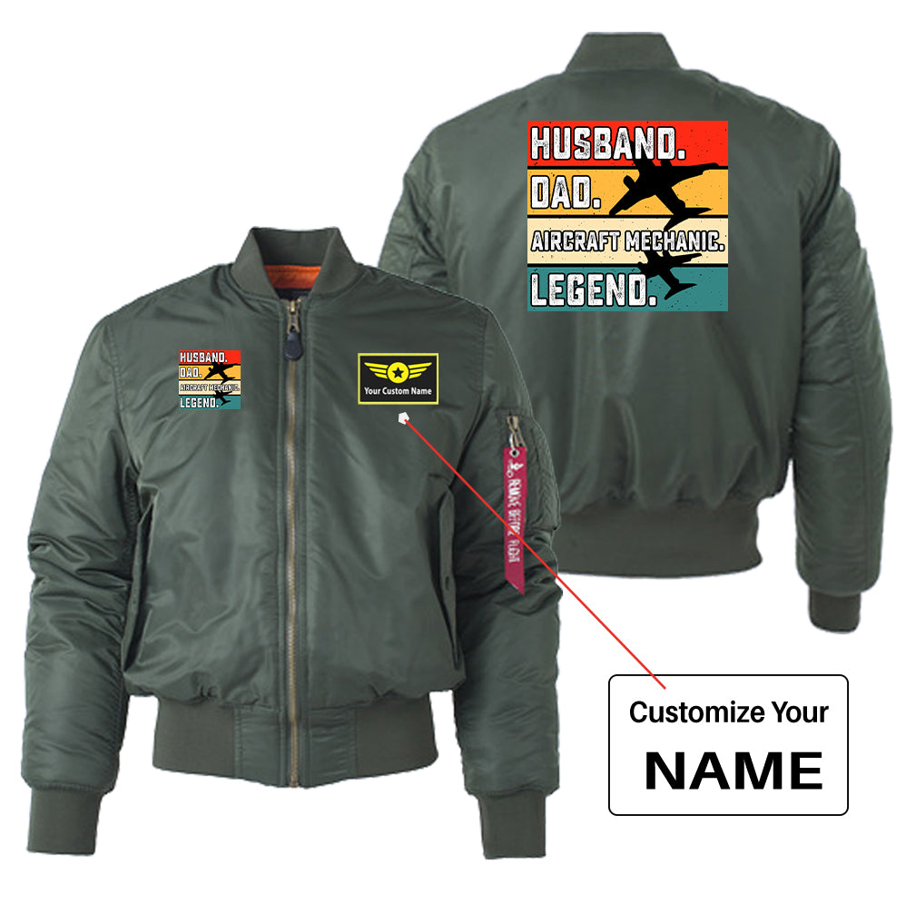 Husband & Dad & Aircraft Mechanic & Legend Designed "Women" Bomber Jackets