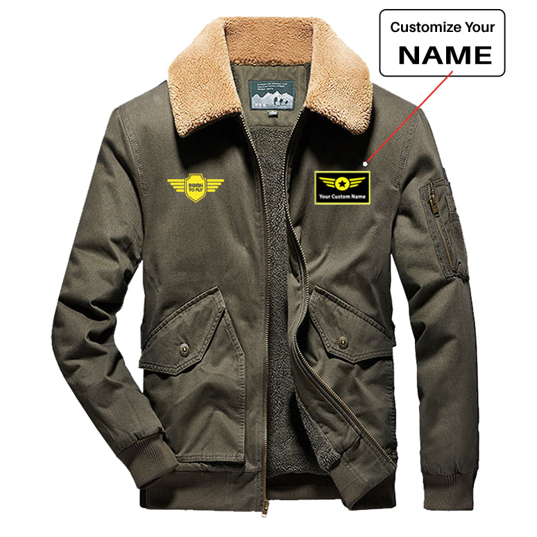 Born To Fly & Badge Designed Thick Bomber Jackets