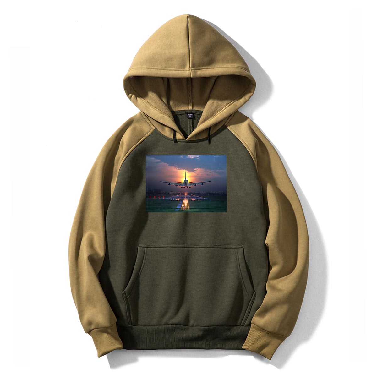 Super Airbus A380 Landing During Sunset Designed Colourful Hoodies