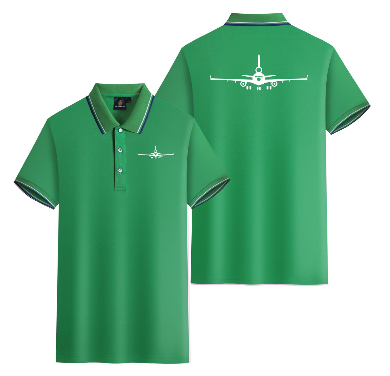 McDonnell Douglas MD-11 Silhouette Plane Designed Stylish Polo T-Shirts (Double-Side)