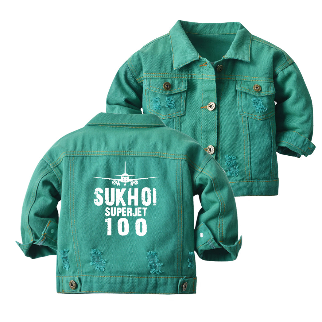 Sukhoi Superjet 100 & Plane Designed Children Denim Jackets